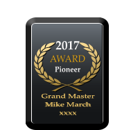 2017 AWARD  Pioneer Grand Master  Mike March  xxxx Grand Master  Mike March  xxxx